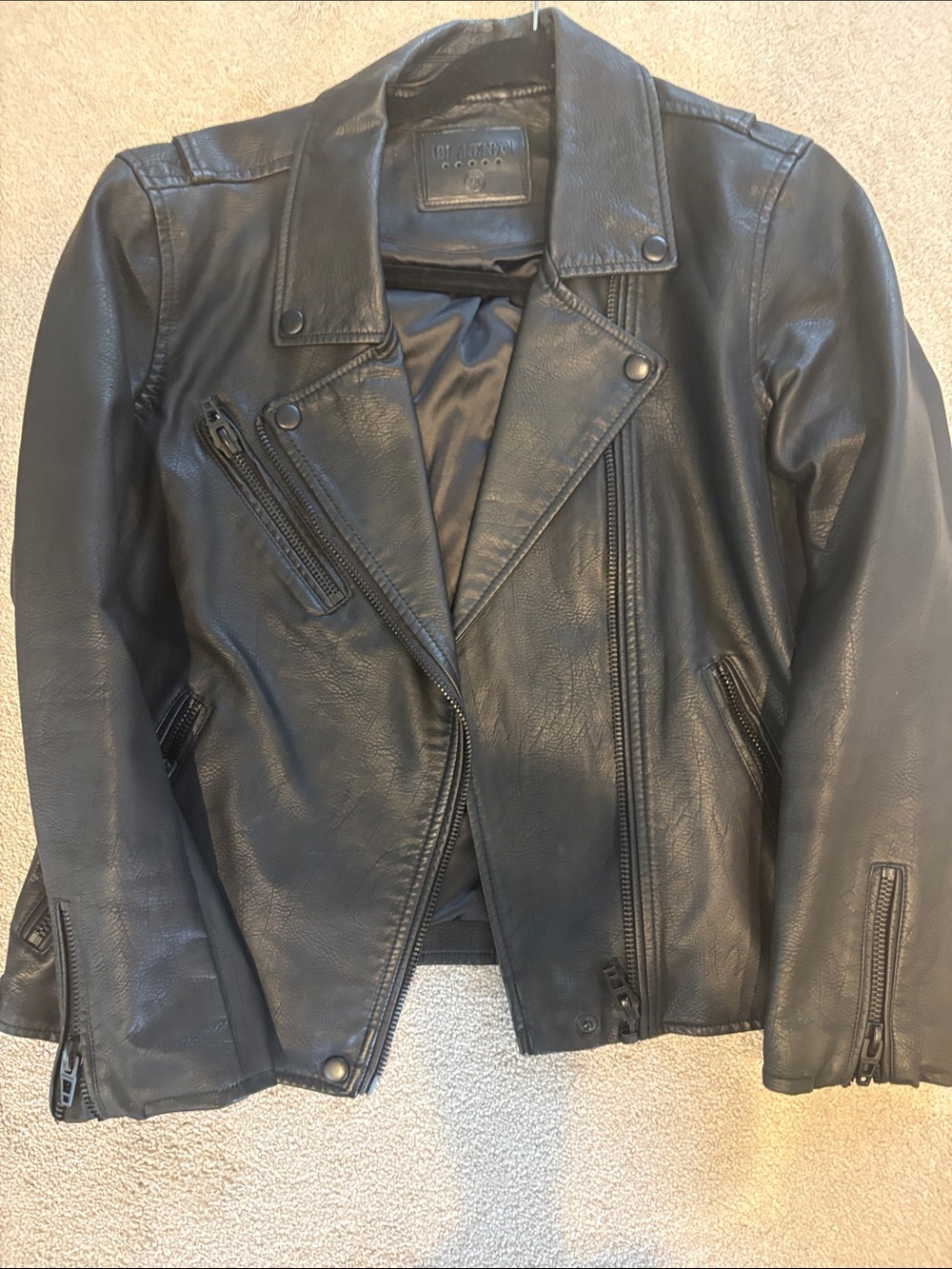 Black faux leather Biker Jacket